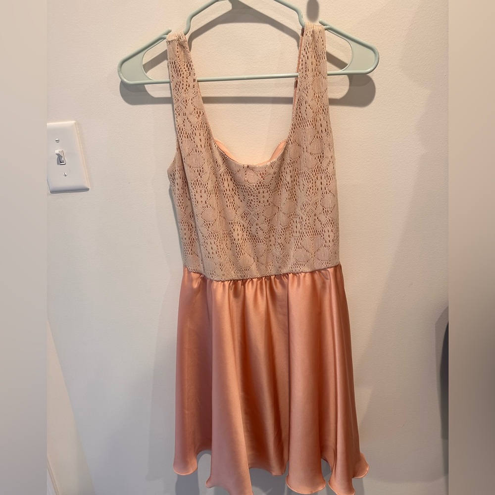 Pink Crochet and Satin Dress